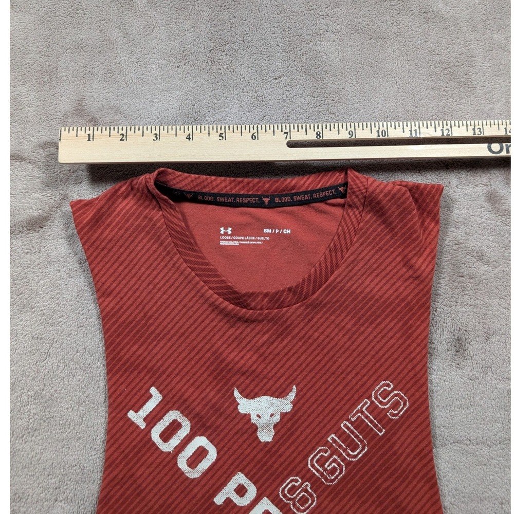 Under Armour Project Rock Tank Top Mens Small Orange 100 Percent Effort Guts - Picture 4 of 9